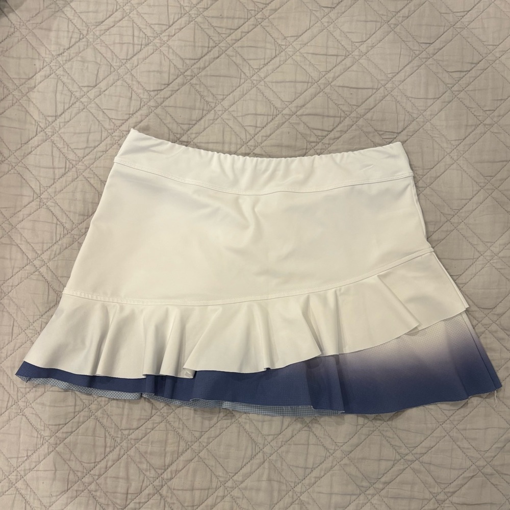 INPHORM White and Blue Ruffled Women's Tennis Skirt